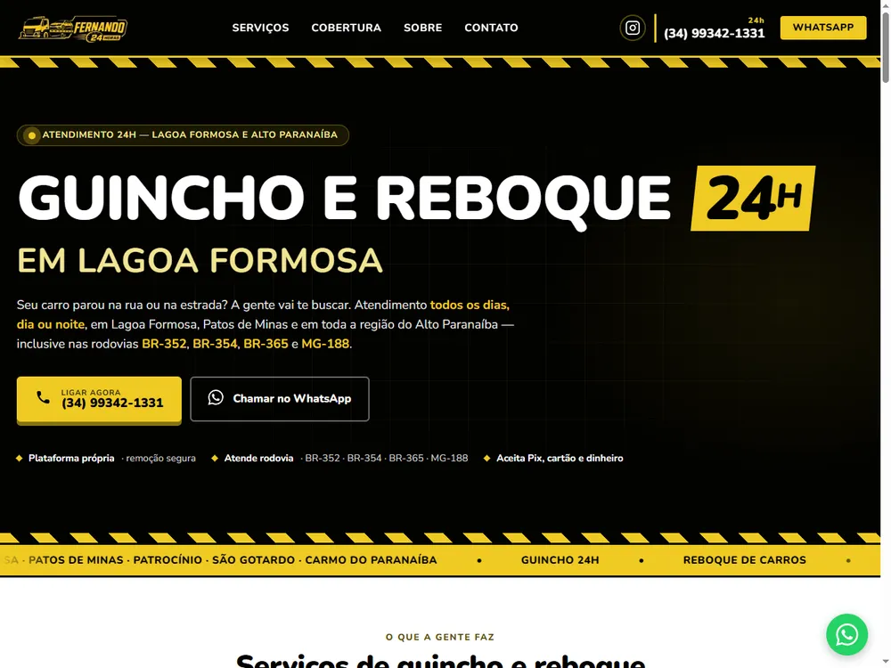 Site de Auto Socorro Fernando, guincho e reboque 24h